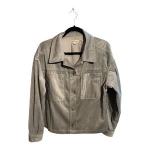 Democracy Women’s Shacket Corduroy Button Up Shirt Sage Oversized Size L